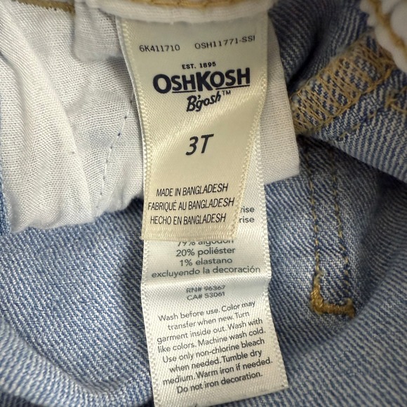 OshKosh Bgosh Girls Denim Shorty Overalls 3T - Picture 3 of 4